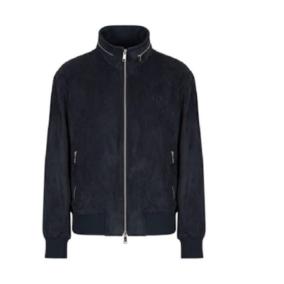 Armani Exchange AE FW22 Solid Navy Blue Zip Hoodie Jacket for Men 6LZB05-ZE1AZ-1510