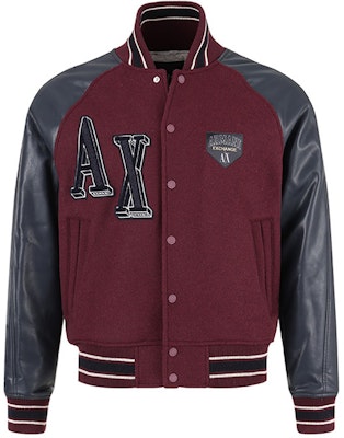 ARMANI EXCHANGE AE FW23 酒紅刺繡字母棒球外套. 6RZB21-ZNIKZ-44AG Order ARMANI EXCHANGE AE FW23 酒紅刺繡字母棒球外套. 6RZB21-ZNIKZ-44AG