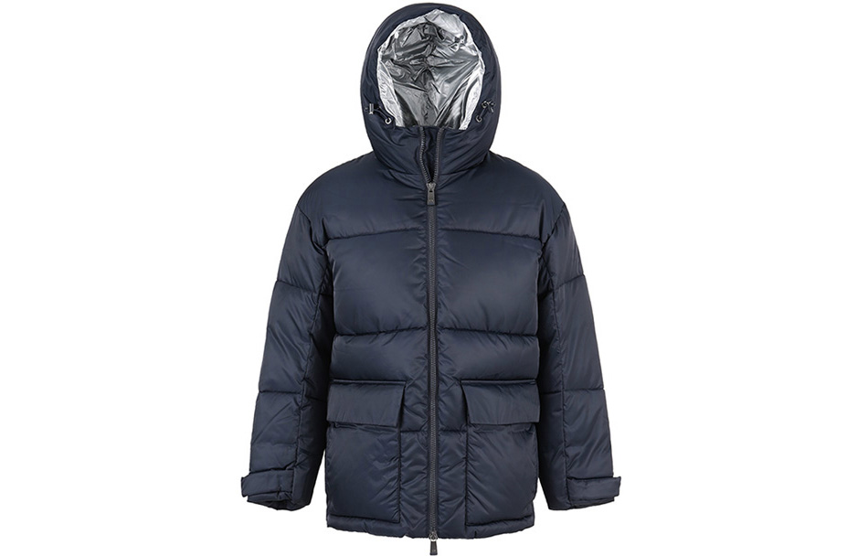 ARMANI EXCHANGE AE FW23  Navy Blue Quilted Hooded Loose Fit Cotton Jacket. 6RZK45-ZNJ7Z-1510