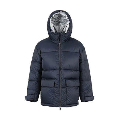 ARMANI EXCHANGE AE FW23 Navy Blue Quilted Hooded Loose Fit Cotton Jacket. 6RZK45-ZNJ7Z-1510