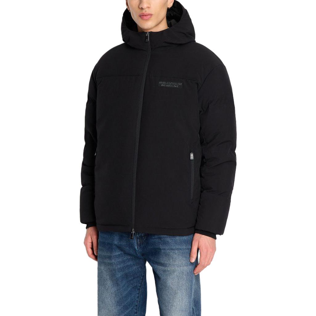 Sizing ARMANI EXCHANGE AE FW23 Jaket Puffer Hoodie Logo Putih. 6RZB03-ZNICZ-1116