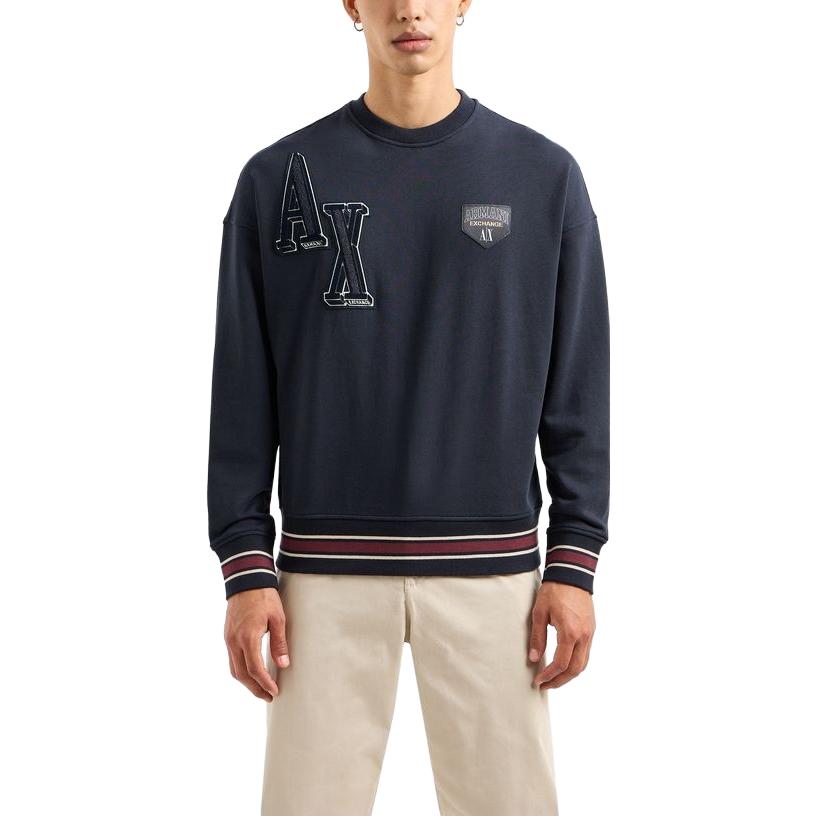 Lookbook Armani Exchange AE FW23 Letter Print Crewneck Pullover Sweatshirt Men 6RZMJE-ZJDPZ-14AU