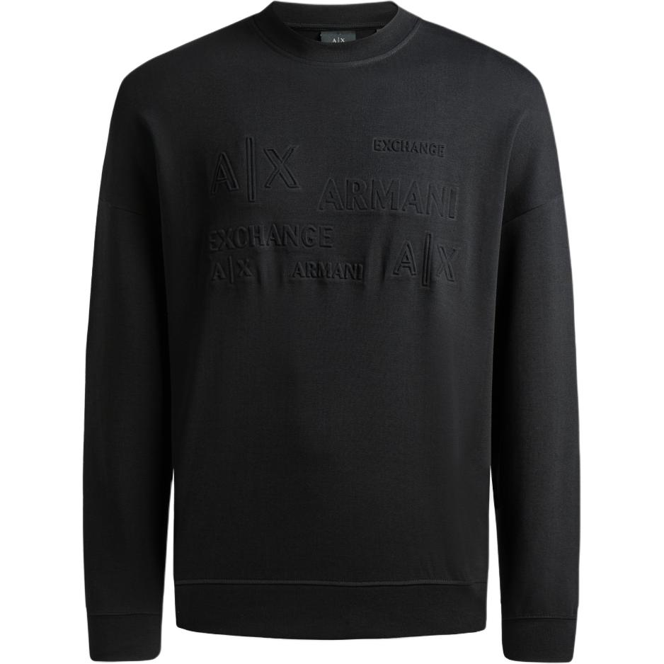 Armani Exchange AE FW23 Logo Crewneck Long-Sleeve Sweatshirt Black 6RZMAC-ZJMAZ-1200