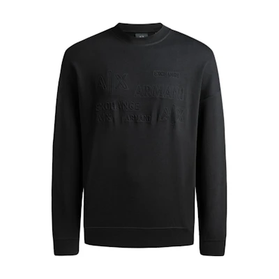 Armani Exchange AE FW23 Logo Crewneck Long-Sleeve Sweatshirt Black 6RZMAC-ZJMAZ-1200