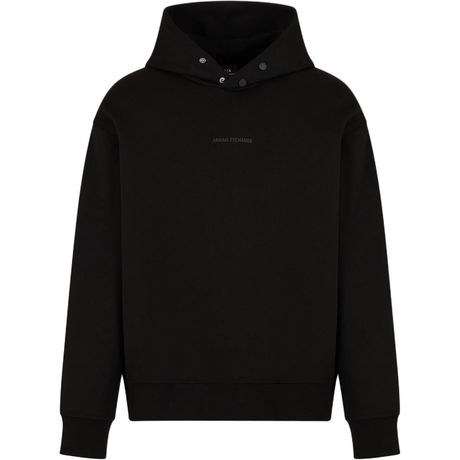 ARMANI EXCHANGE AE FW24  Black Hoodie with Logo and Letter Design. 6DZMLJ-ZJ4XZ-1200