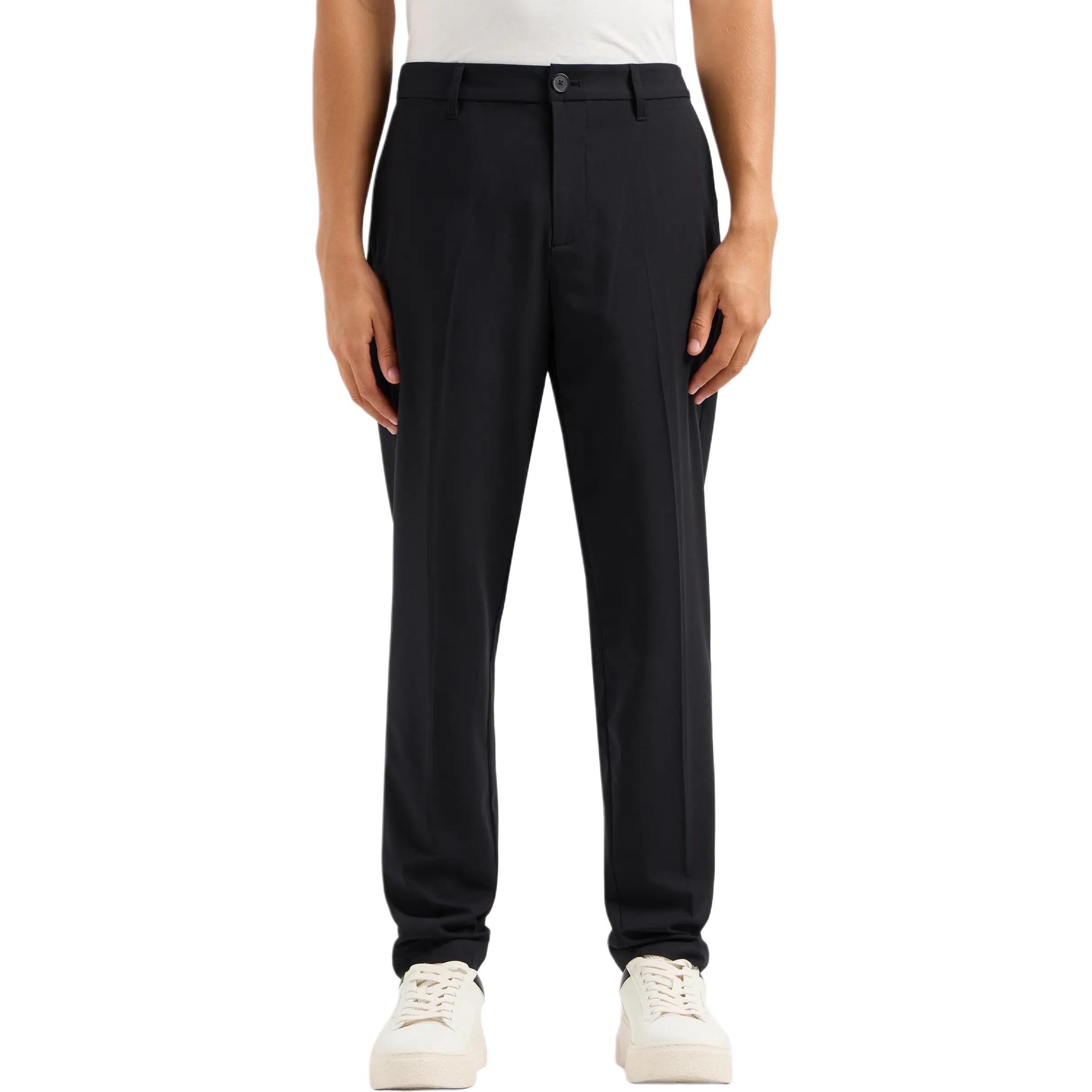 Lookbook ARMANI EXCHANGE AE FW24 黑色中腰按鈕休閒長褲 XM000132-AF10897-UC001