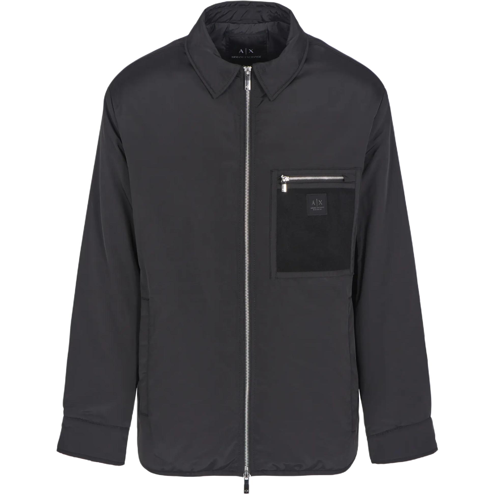 ARMANI EXCHANGE AE FW24  Black Solid Zip-Up Collar Long Sleeve Jacket. XM000031-AF10323-UC001
