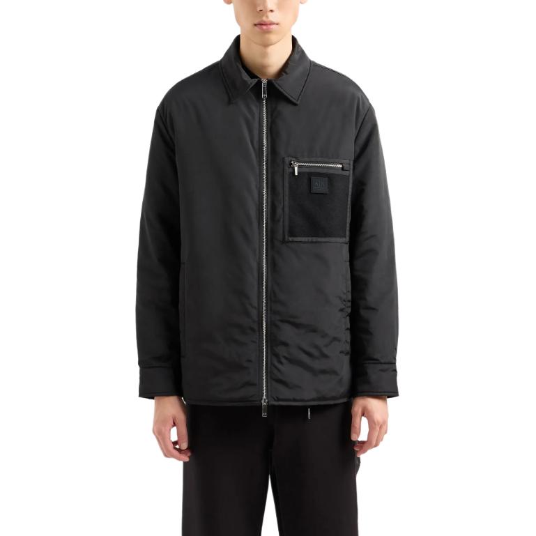 Lookbook アルマーニエクスチェンジ AE FW24 ブラック ジップアップ襟 長袖ジャケット. XM000031-AF10323-UC001
