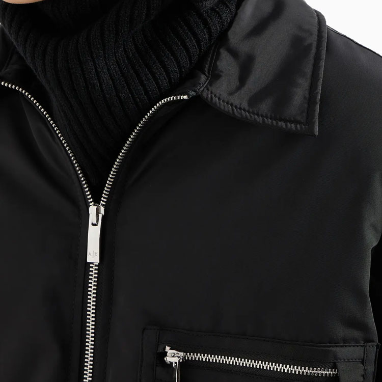 Details for アルマーニエクスチェンジ AE FW24 ブラック ジップアップ襟 長袖ジャケット. XM000031-AF10323-UC001