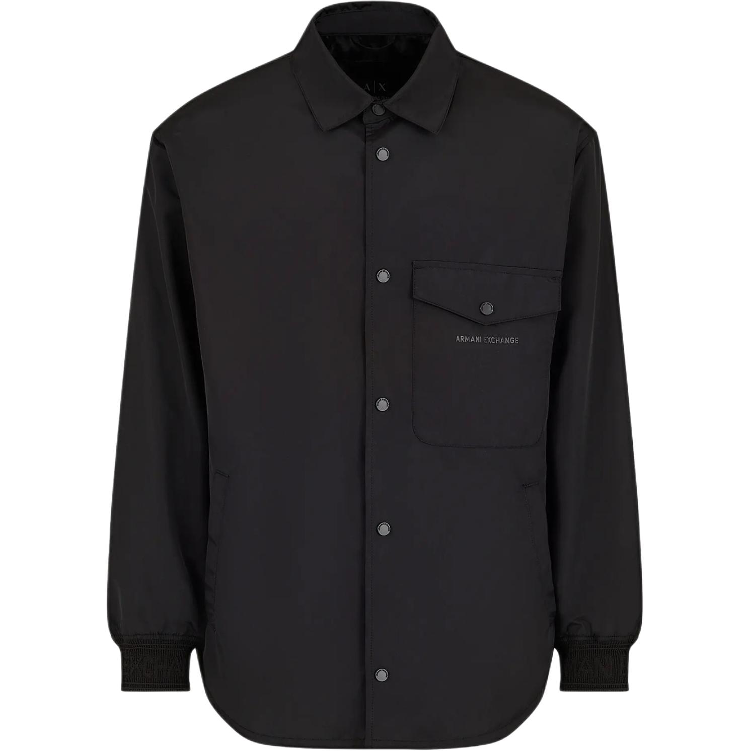 Armani Exchange AE FW24 Black Logo Print Loose-Fit Workwear Jacket for Men 6DZBL6-ZN5KZ-1200