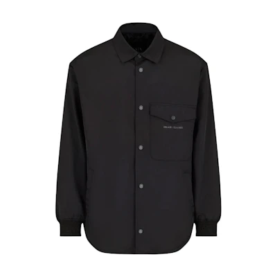 Armani Exchange AE FW24 Black Logo Print Loose-Fit Workwear Jacket for Men 6DZBL6-ZN5KZ-1200