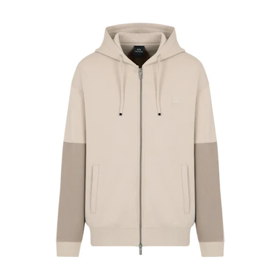 Armani Exchange AE FW24 Colorblock Zip-Up Hoodie Khaki Men 6DZMHD-ZJNPZ-4789