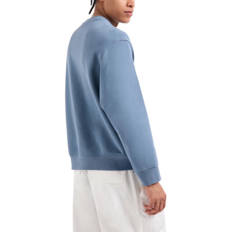 Shop 阿玛尼AX AE FW24压花标志圆领卫衣 男士烟雾蓝. 6DZMLF-ZJ4XZ-15DU