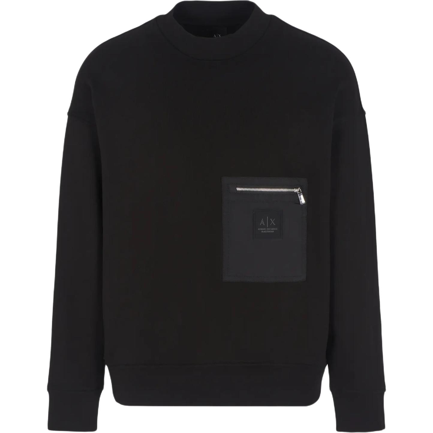 Armani Exchange AE FW24 Logo Crewneck Long Sleeve Sweatshirt Black - Men’s XM000121-AF10830-UC001