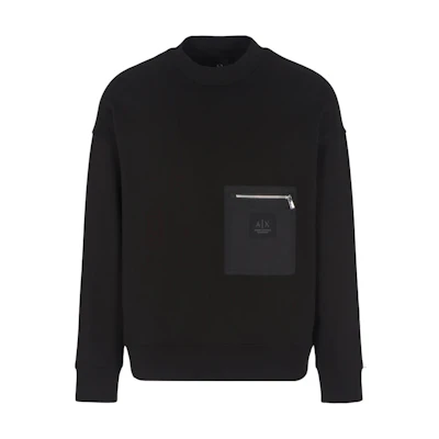 Armani Exchange AE FW24 Logo Crewneck Long Sleeve Sweatshirt Black - Men’s XM000121-AF10830-UC001