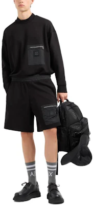 Armani Exchange AE FW24 男士黑色LOGO長袖圓領運動衫 XM000121-AF10830-UC001 Lookbook Armani Exchange AE FW24 男士黑色LOGO長袖圓領運動衫 XM000121-AF10830-UC001