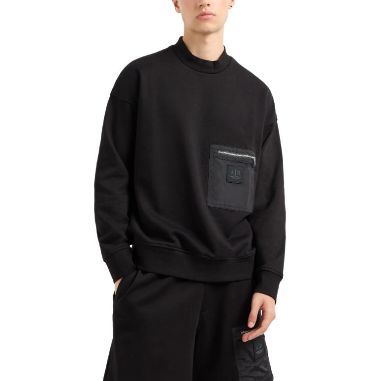 Purchase Armani Exchange AE FW24 男士黑色LOGO長袖圓領運動衫 XM000121-AF10830-UC001