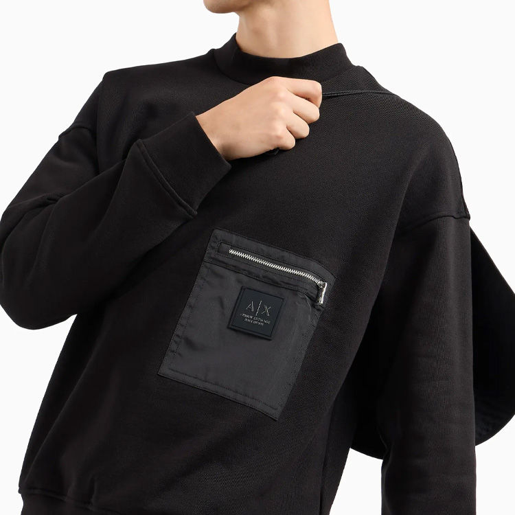 Details for Armani Exchange AE FW24 男士黑色LOGO長袖圓領運動衫 XM000121-AF10830-UC001