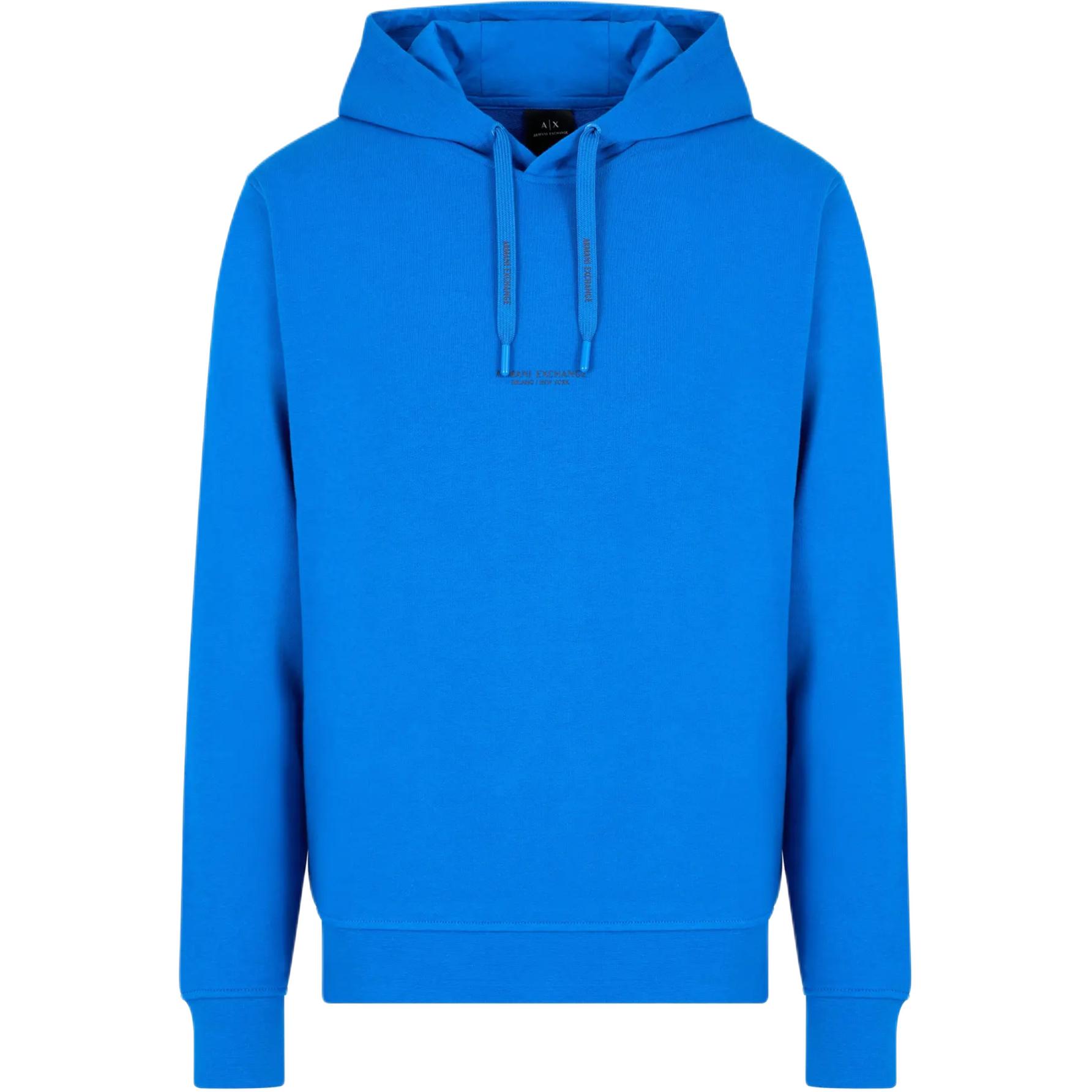 Armani Exchange AE FW24 Logo Print Hoodie Pullover Blue 8NZM94-ZJKRZ-15DS