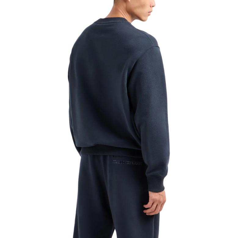 Shop Armani Exchange AE FW24 男款海軍藍Logo印花圓領長袖衫 6DZMBA-ZJADZ-1510