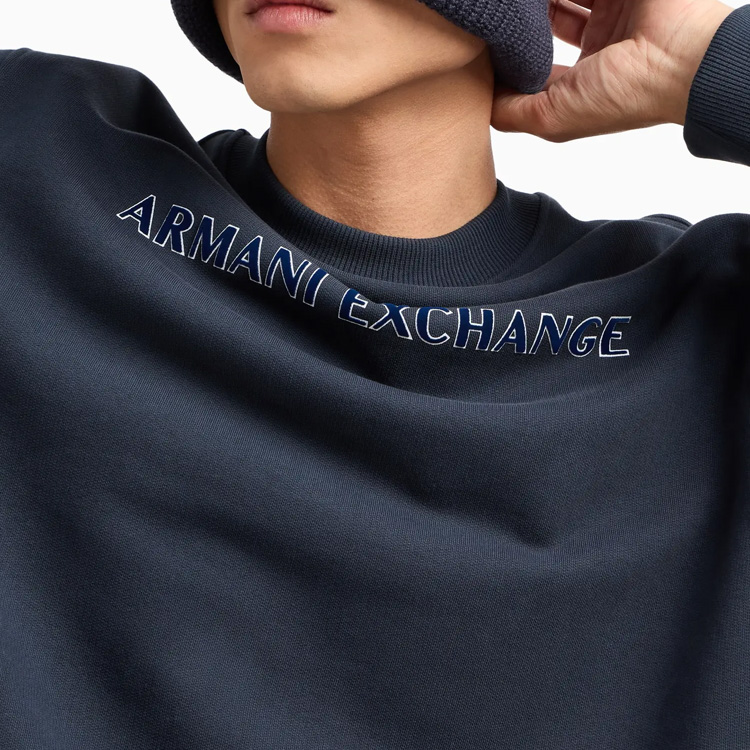 Purchase Armani Exchange AE FW24 男款海軍藍Logo印花圓領長袖衫 6DZMBA-ZJADZ-1510