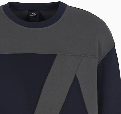 阿玛尼交换AE FW24藏青色拼色标志圆领卫衣. 6DZMJA-ZJNKZ-1510 Lookbook 阿玛尼交换AE FW24藏青色拼色标志圆领卫衣. 6DZMJA-ZJNKZ-1510