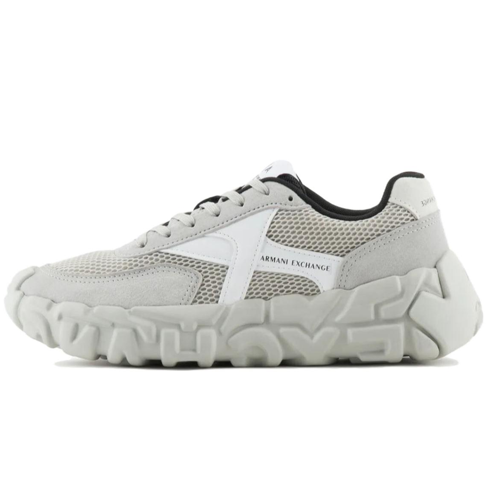 Armani Exchange AE Leather Casual Low-Top Sneakers in Gray. XUX211XV8161K658