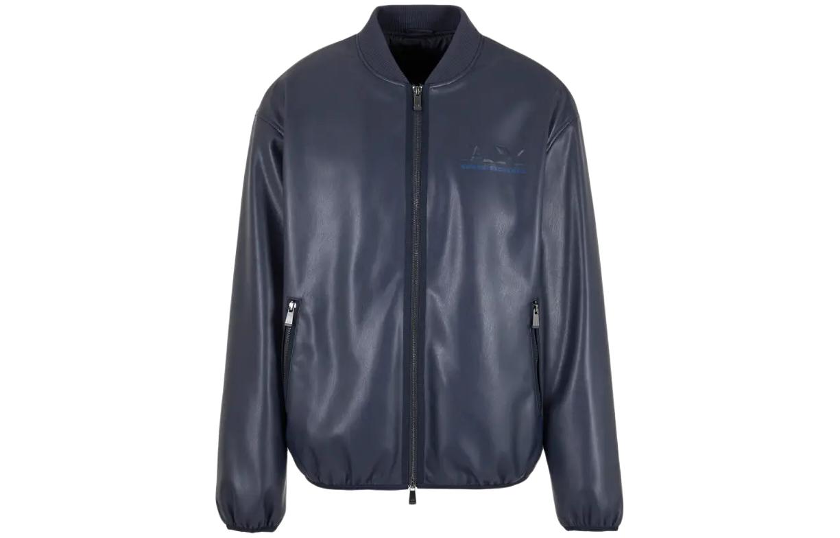 Armani Exchange AE Logo Blue Zip-Up Stand Collar Jacket 3DZB05-ZE1CZ-15CX