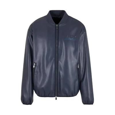 Armani Exchange AE Logo Blue Zip-Up Stand Collar Jacket 3DZB05-ZE1CZ-15CX