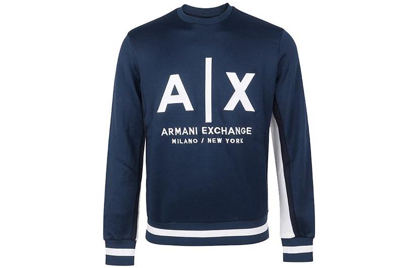 Armani Exchange AE Logo Crewneck Pullover Sweatshirt Navy Blue (Men) 6HZMLF-ZJLBZ-5507