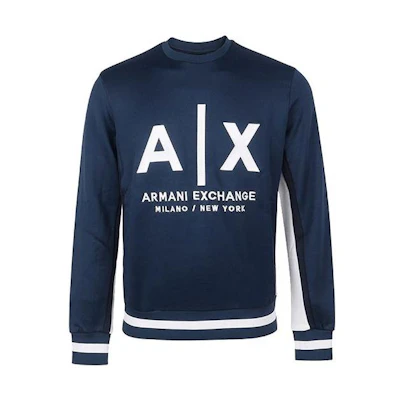 Armani Exchange AE Logo Crewneck Pullover Sweatshirt Navy Blue (Men) 6HZMLF-ZJLBZ-5507