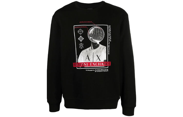 Armani Exchange AE Logo Graphic Print Sweatshirt Black 3KZMFH-ZJ6HZ-1200