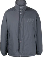 Armani Exchange AE Logo Print Button-Up High Collar Long Sleeve Jacket () 6LZB46-ZNUUZ-GREY Armani Exchange AE Logo Print Button-Up High Collar Long Sleeve Jacket () 6LZB46-ZNUUZ-GREY