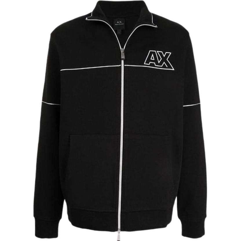 Armani Exchange AE Logo Print Collared Long Sleeve Zip Jacket Black () AX6KZM-FEZJ5-1200