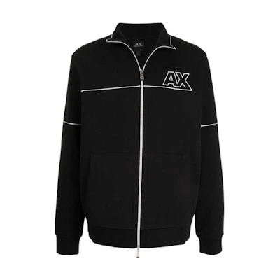 Armani Exchange AE Logo Print Collared Long Sleeve Zip Jacket Black () AX6KZM-FEZJ5-1200