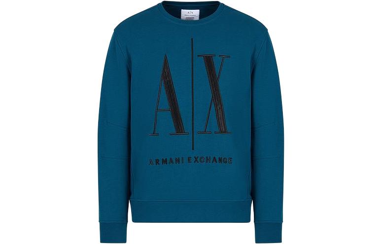 Armani Exchange AE Logo Print Crewneck Long Sleeve Sweatshirt Men’s Blue 8NZMPA-ZJ1ZZ-115CR