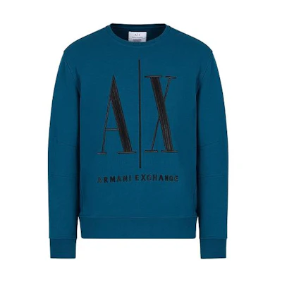 Armani Exchange AE Logo Print Crewneck Long Sleeve Sweatshirt Men’s Blue 8NZMPA-ZJ1ZZ-115CR