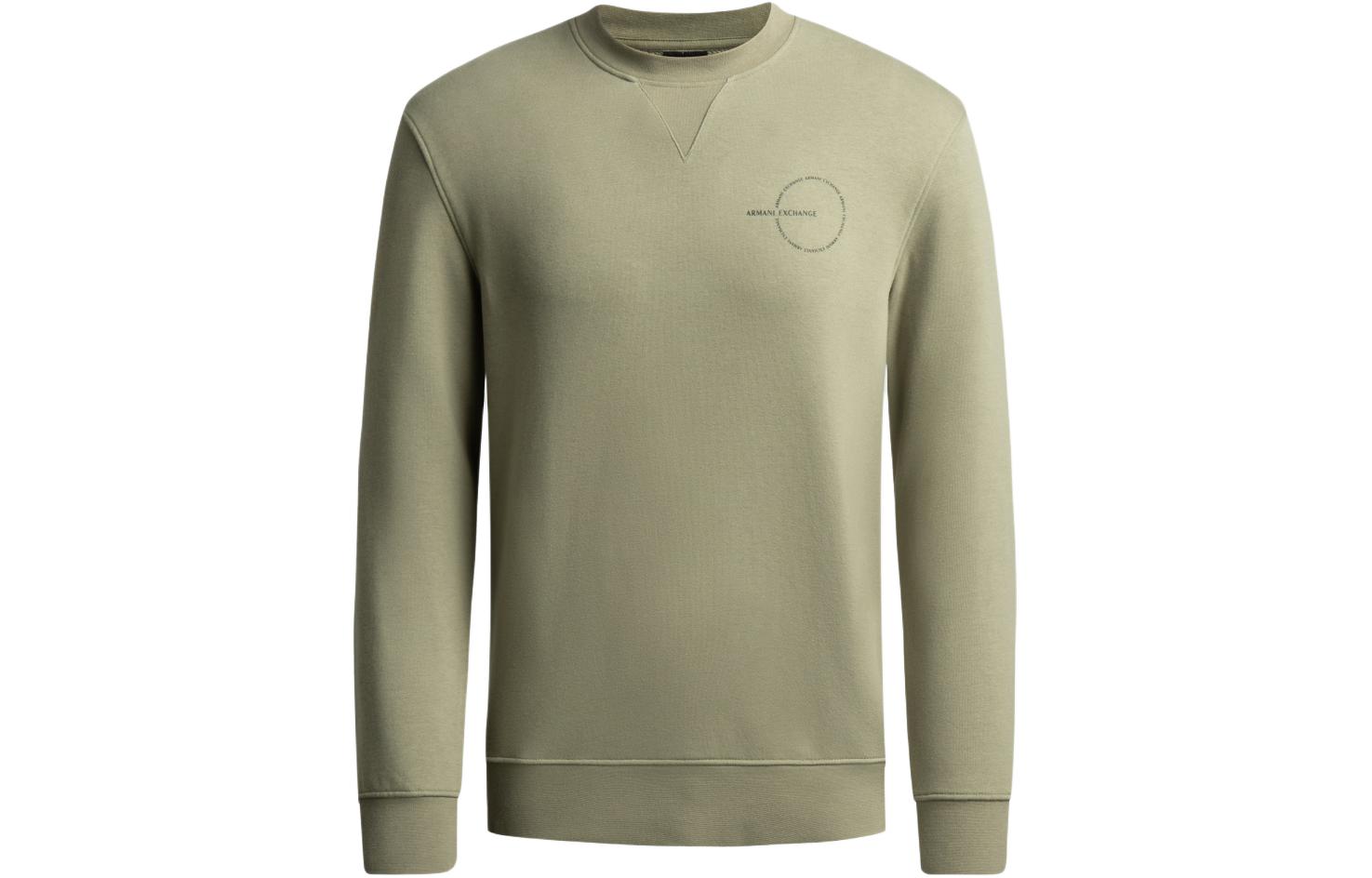 Armani Exchange AE Logo Print Crewneck Long Sleeve Sweatshirt Men Grey-Green 6LZMAC-ZJBXZ-1836