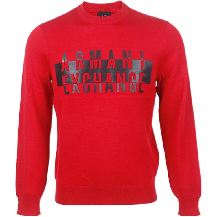 Armani Exchange AE Logo Print Crewneck Red Pullover Sweatshirt for Men 6HZM2J-ZMQ7Z-1463