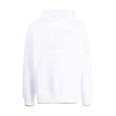 Armani Exchange AE Logo Print White Hoodie for Men 6KZMFF-ZJ5NZ-1100