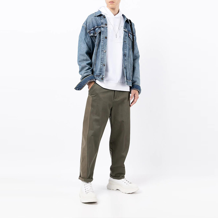 Lookbook Armani Exchange 男士 AE 標誌印花白色連帽衫 6KZMFF-ZJ5NZ-1100