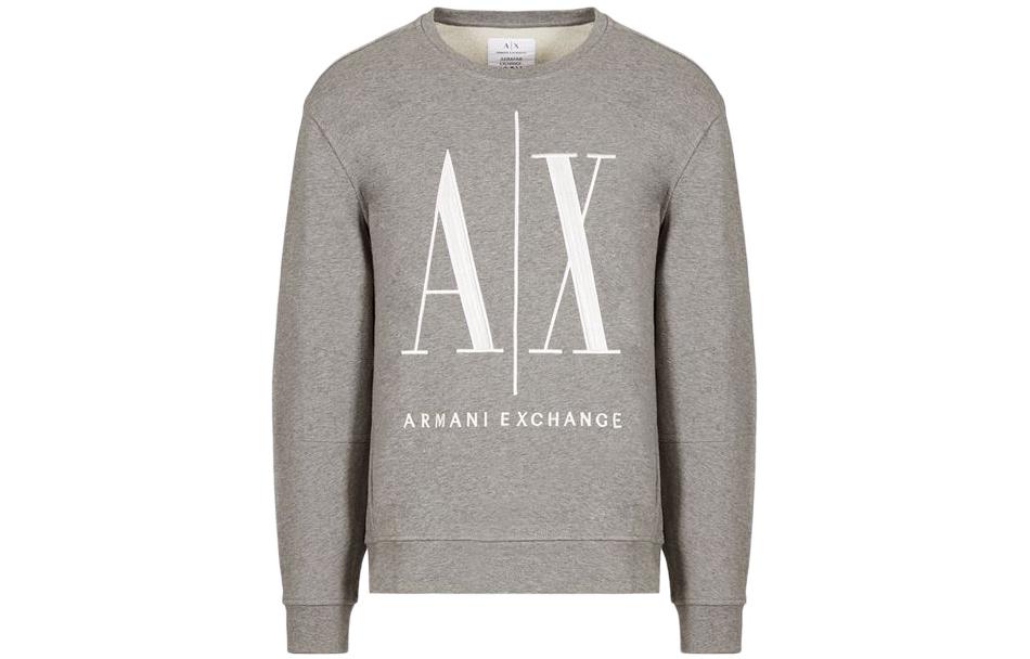 Armani Exchange AE Logo Printed Crewneck Sweatshirt Men’s Gray 8NZMPA-ZJ1ZZ-3930