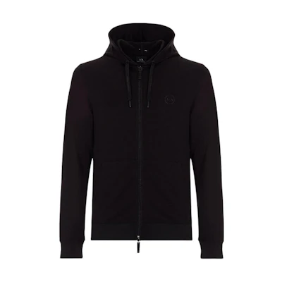 Armani Exchange AE Logo Printed Drawstring Hoodie Black - 8NZM74-Z9N1Z-1200