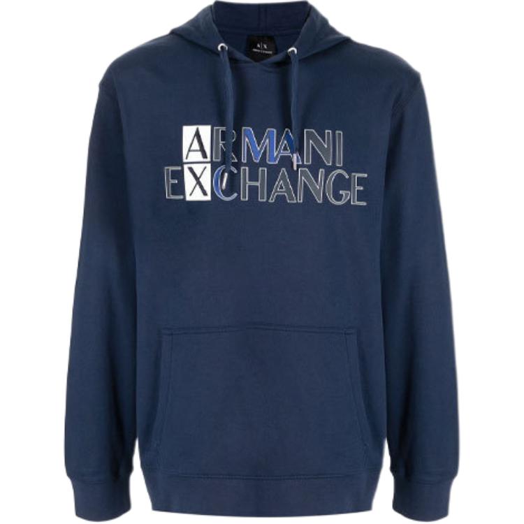Armani Exchange AE Logo Printed Hoodie Blue 3KZMGL-ZJ8MZ-1209