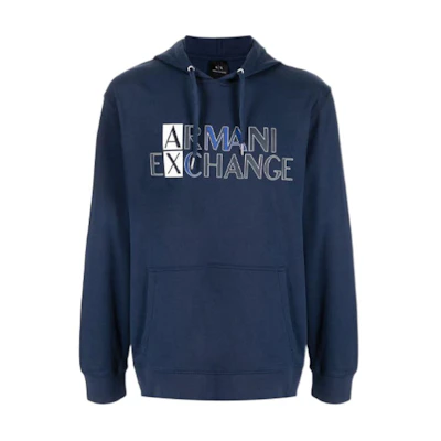Armani Exchange AE Logo Printed Hoodie Blue 3KZMGL-ZJ8MZ-1209