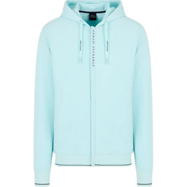 Armani Exchange AE Logo Printed Zip Hoodie Jacket Men’s Light Blue POIZON24051076