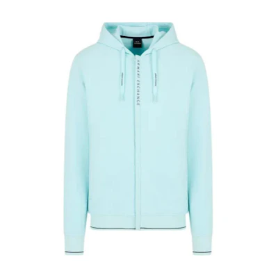 Armani Exchange AE Logo Printed Zip Hoodie Jacket Men’s Light Blue POIZON24051076