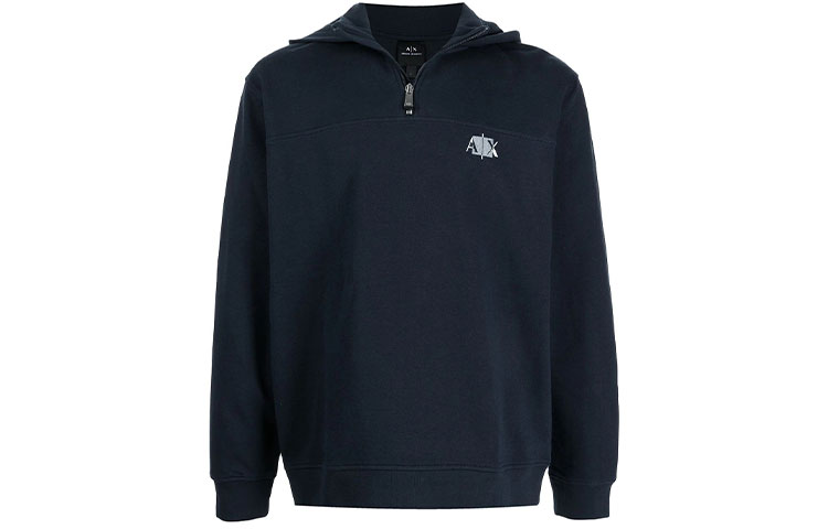 Armani Exchange AE Logo Solid Hoodie Jacket Blue 6KZMAL-ZJ7RZ-1510