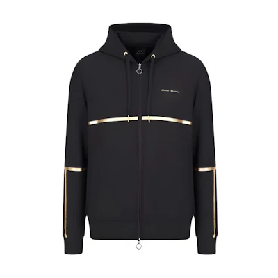 Armani Exchange AE SS22 Black Logo Print Contrast Zip-Up Sweatshirt 3LZMNB-Z9N1Z-02DX