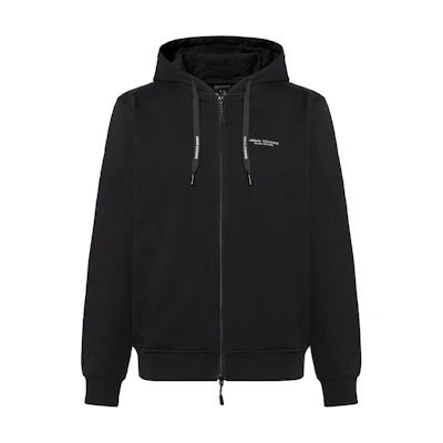 Armani Exchange AE SS22 Black Zip-Up Logo Long Sleeve Sweatshirt 8NZM95-ZJKRZ-1200